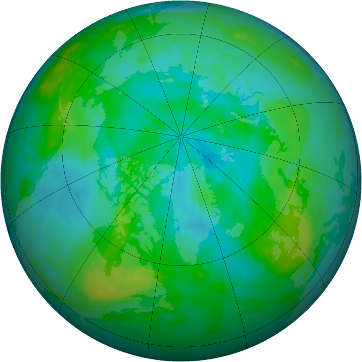 Arctic ozone map for 28 August 1986